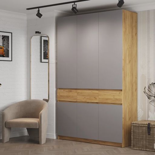 Трёхстворчатый шкаф «Бостон ШК-002», серый